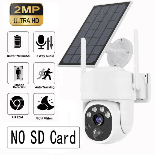 5MP PTZ Solar Power IP WiFi Camera Zoom 8000mAh Builtin Battery