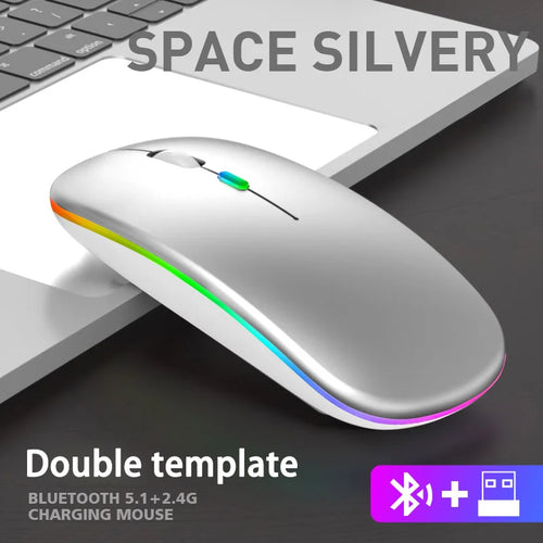 Wireless Mouse Bluetooth and 2.4GHz Dual Modes Rechargeable RGB