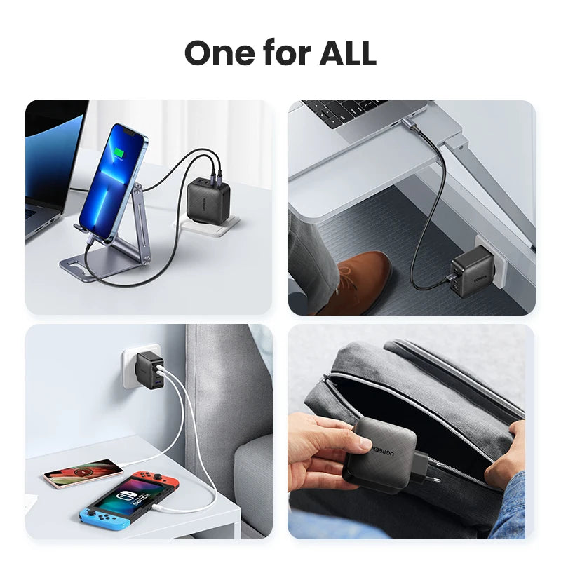 UGREEN 65W GaN Charger Quick Charge 4.0 3.0 Type C PD USB Charger with