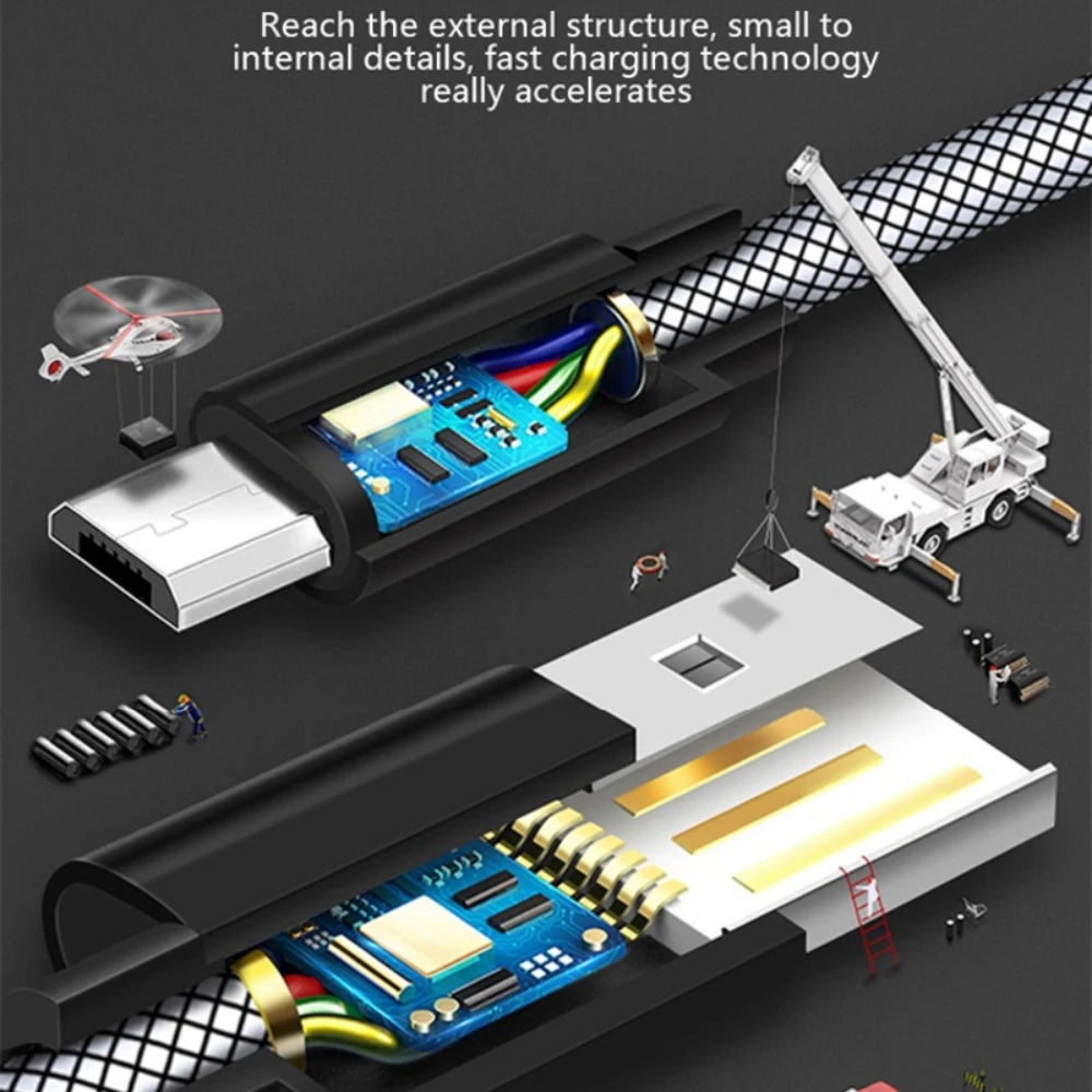Type C Micro USB Cable 20cm 3A Short Fast Charging For iOS Samsung