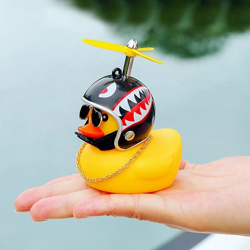 Car Cute Duck with Helmet Broken Wind Small Yellow Duck Bike