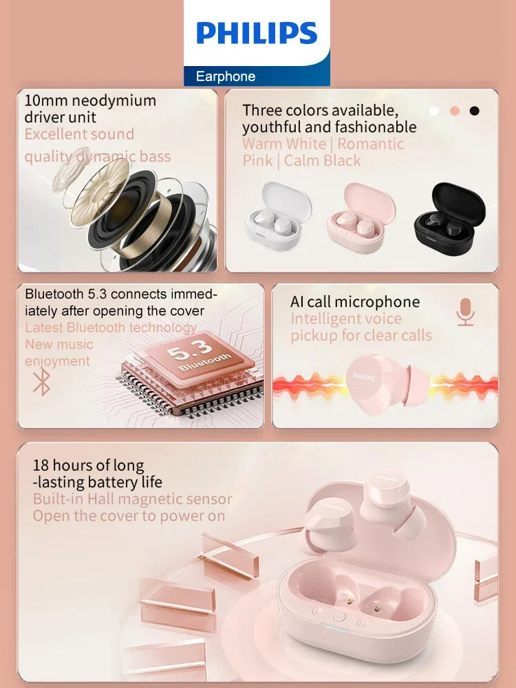 Philips TAT1209 Mini Earphone Wireless Bluetooth 5.3 Headphone HiFi
