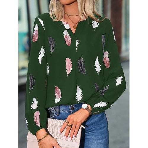 Fashion Woman Blouse Shirts For Women Stylish Top long Sleeve Feather