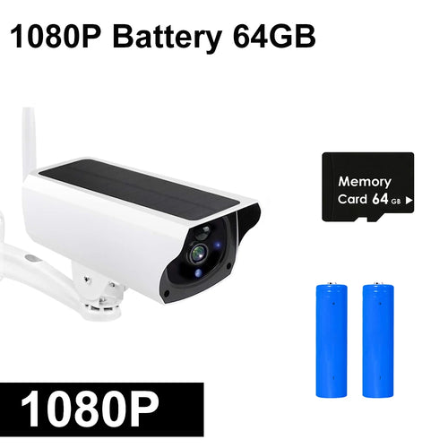 1080P IP Bullet Camera WiFi Outdoor Battery Solar Panel CCTV Wireless