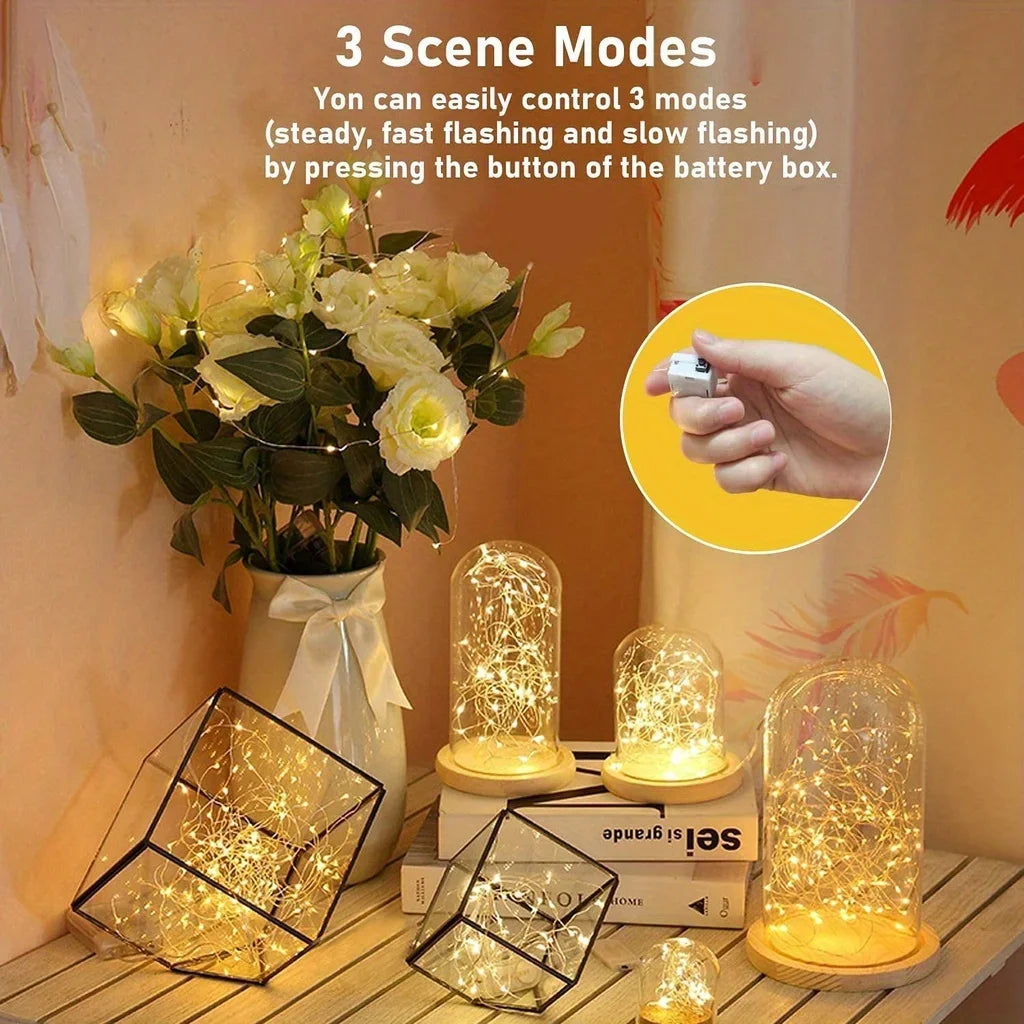 Outside 10 Pack Waterproof Mini Fairy Lights Copper With 3 Speed Modes