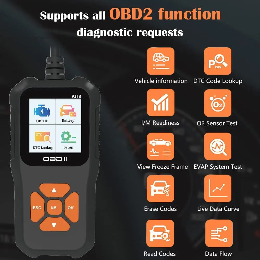 V318 Auto Diagnostic Tool Scanner Automobile Battery Tester OBD2
