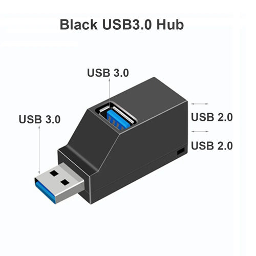 USB 3.0 HUB Adapter Extender Mini Splitter Box 1 to 3 Ports High Speed