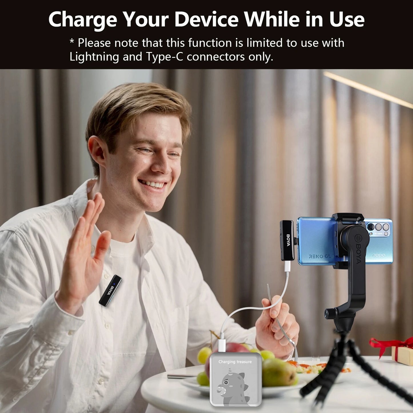 BOYA BOYALINK A Wireless Lavalier Lapel Microphone for iPhone Android