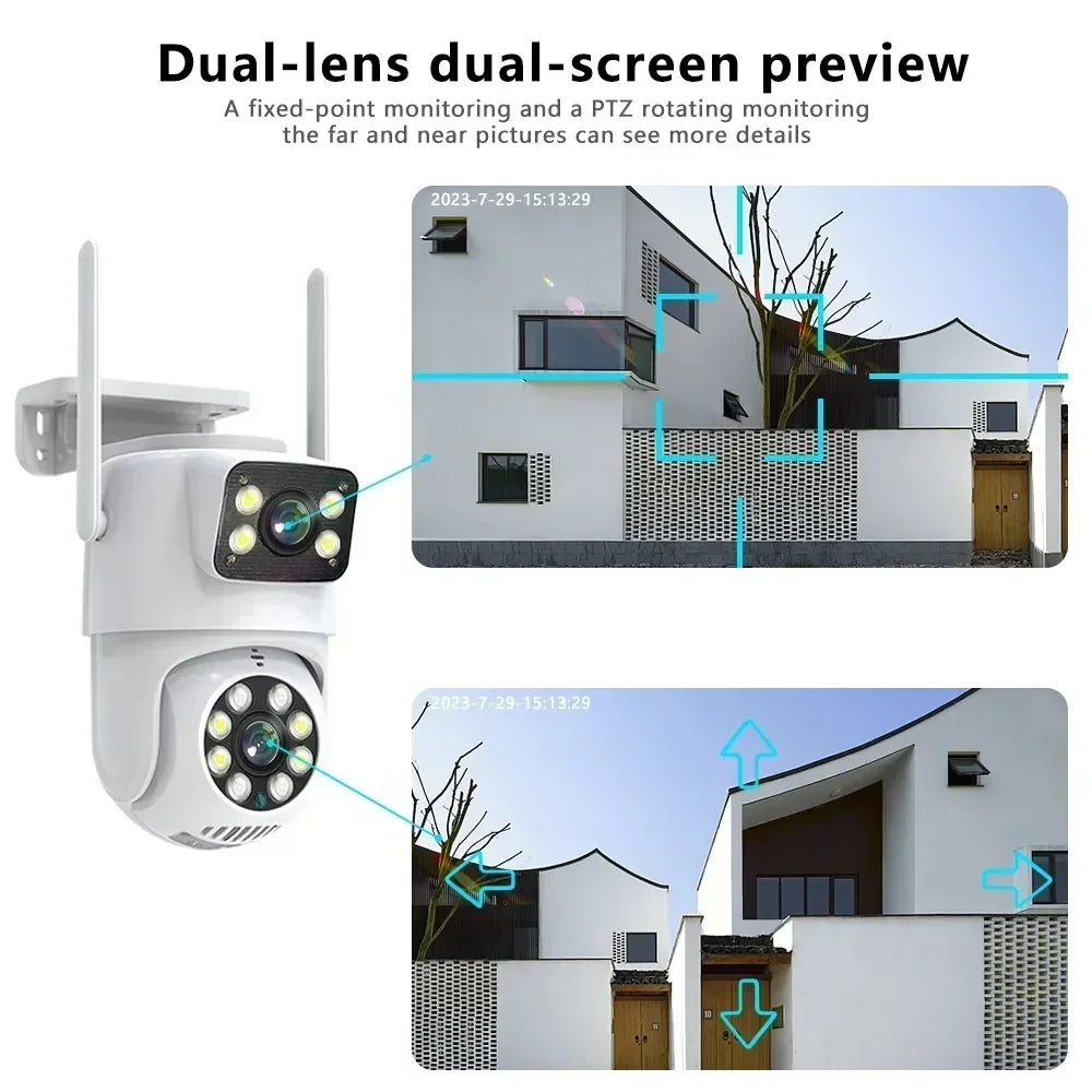 4K 8MP Dual Lens PTZ WIFI Camera Full HD Dual Screen Ai Human Auto