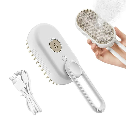 Steamy Dog Brush Electric Spray Cat Hair Brush 3 In1 Dog Steamer Brush