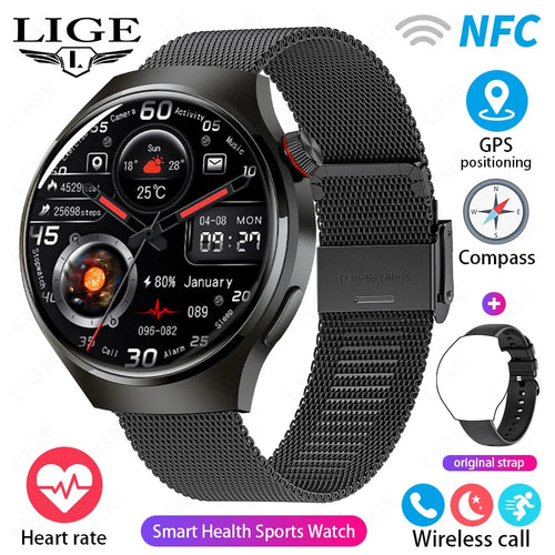 LIGE New Smart Watch Men 1.52 inch Full touch Screen  Bluetooth Call