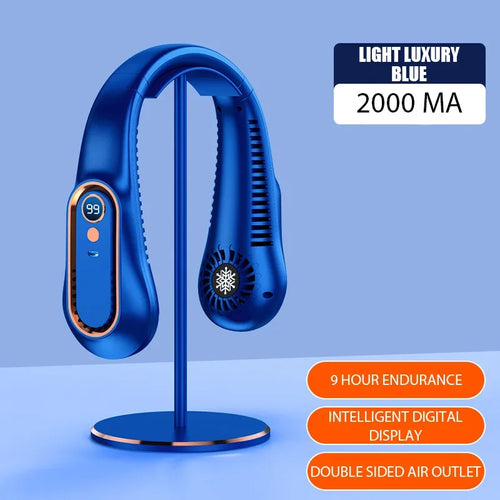 Hanging Neck Fan Digital Display Power Ventilador Bladeless Neckband