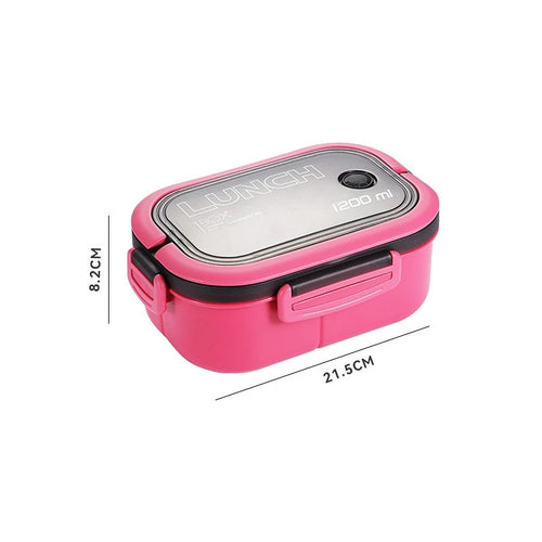 1200ML 2 Layer Bento Lunch Box With Spoon Fork, Kid High Capacity