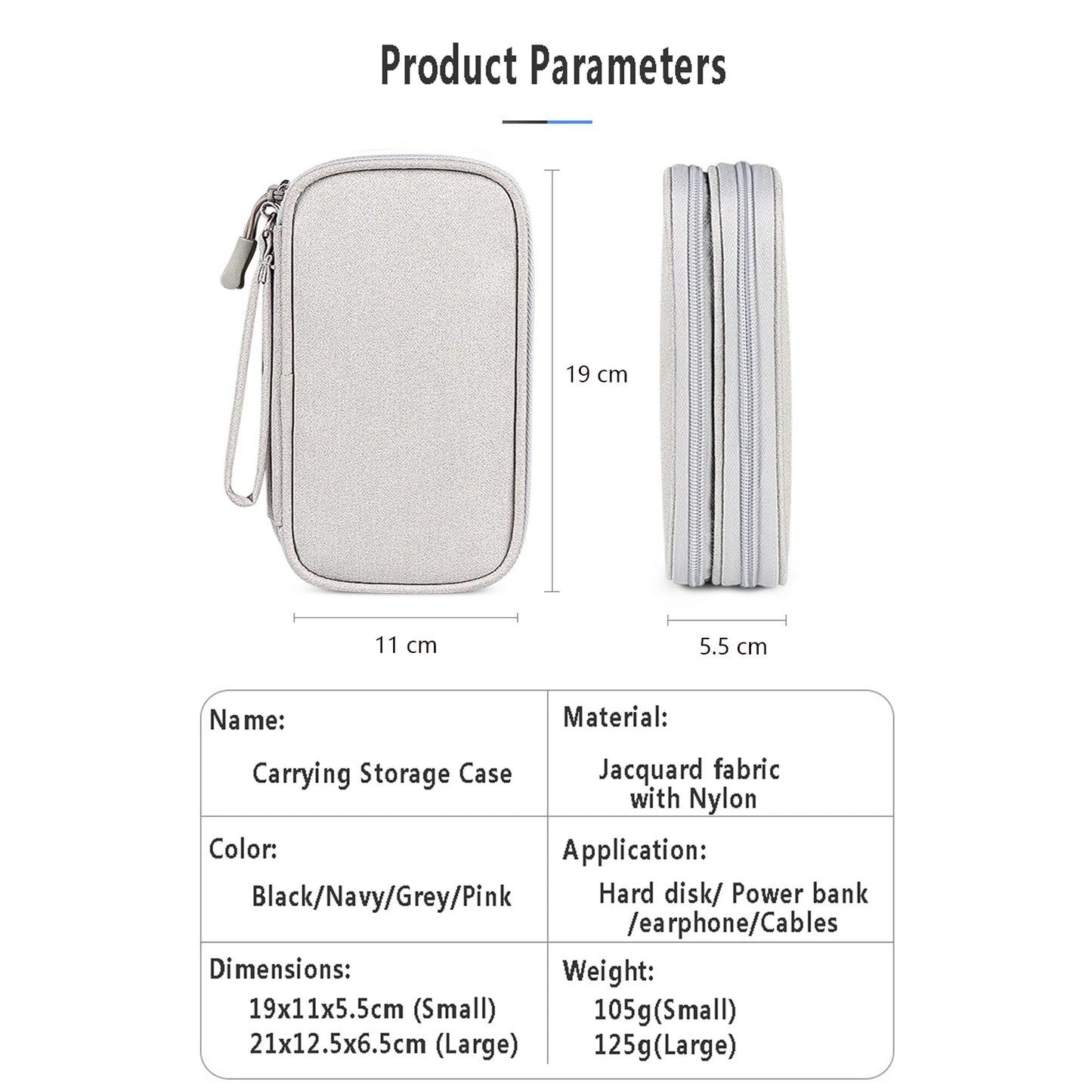 Data Cable Storage Bag Waterproof Travel Organizer Bag Portable Carry