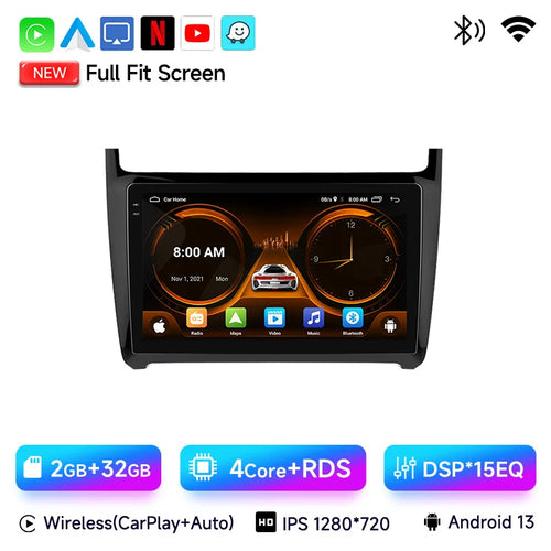 JIUYIN AI Voice Android 13 Auto Radio For VW Volkswagen POLO 5 sedan