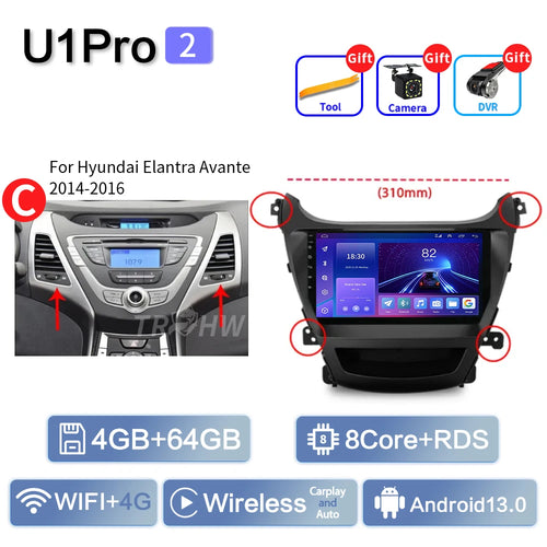 For Hyundai Elantra Avante I35 2011-2016 Car Multimedia Player 2din