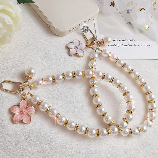2024 Pearl Keychain Luxury Women Jewelry Shiny Pearl Bead Shell Phone