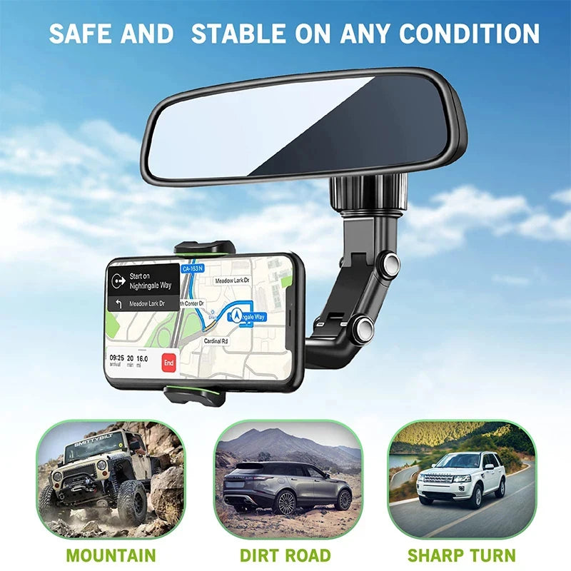 Rearview Mirror Phone Holder 360 ° Rotatable in Car Navigation Holder