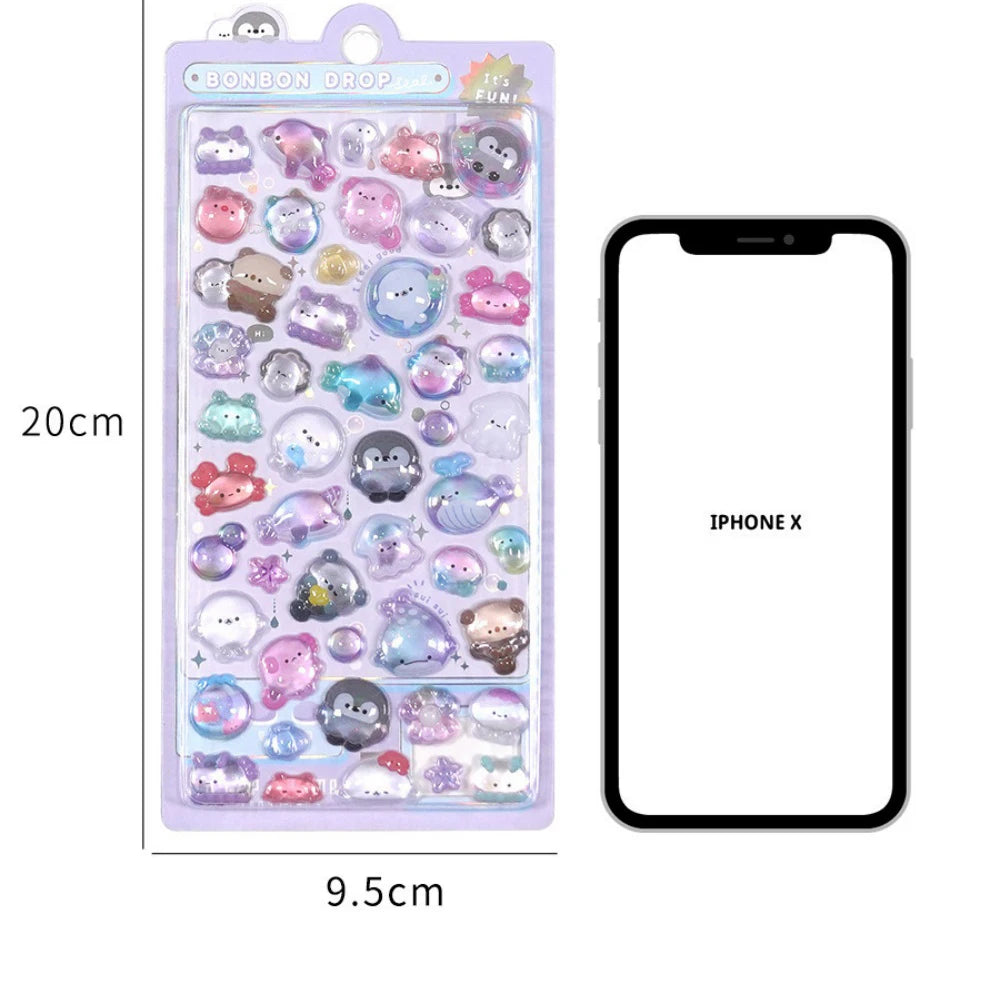 Creative Drop 3D Relief Stickers Candy Ghost Rabbit DIY Crystal