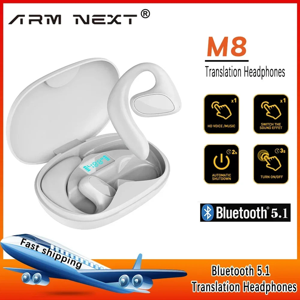 Wireless Translator Earbuds BT Headphones with Microphones Charging