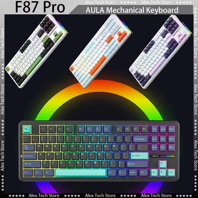 AULA F87 Pro Mechanical Keyboard 2.4g/Usb/Bluetooth Tri Mode Wireless