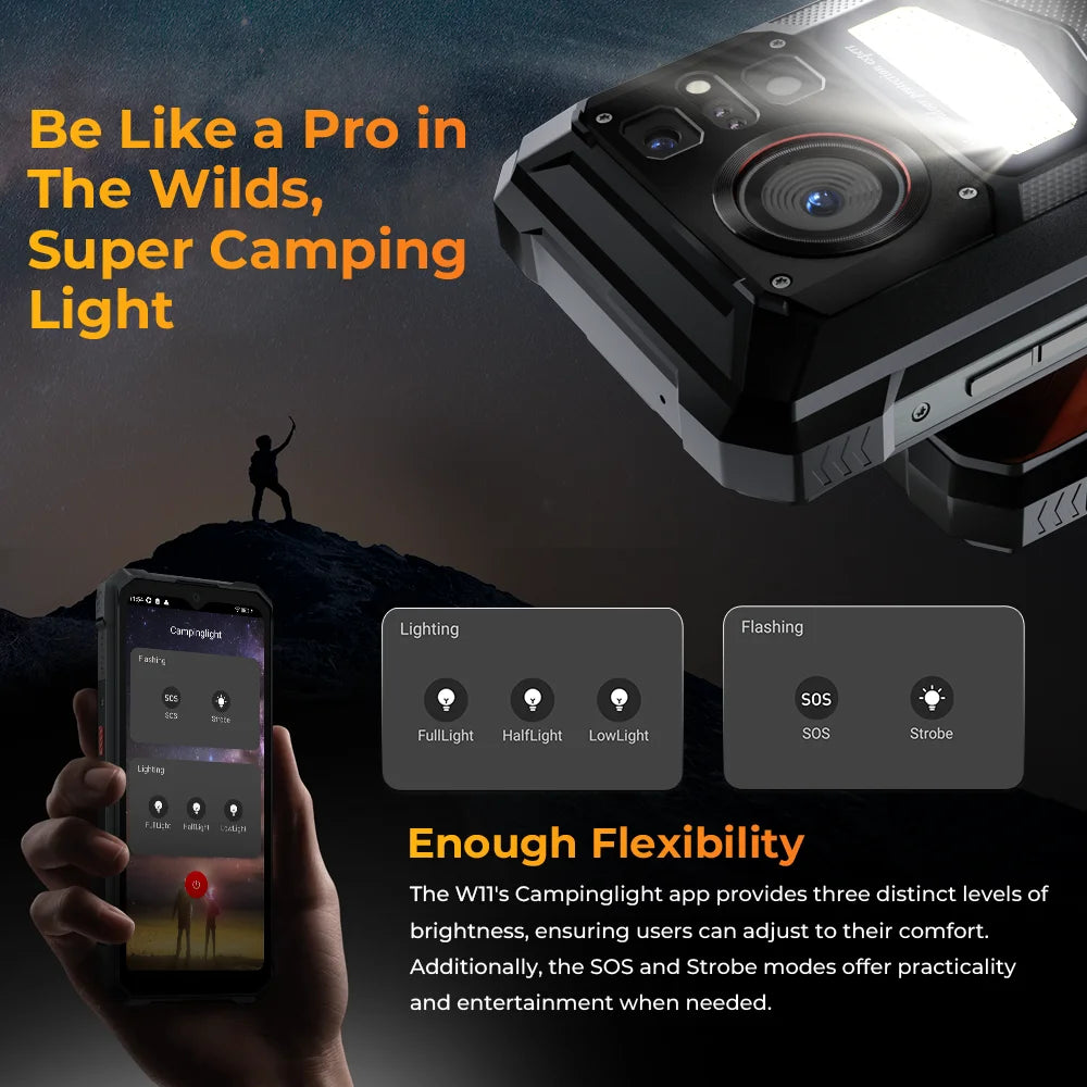 HOTWAV W11 Rugged Phone 280LM Flashlight 6.6'' FHD+ 20800mAh Battery