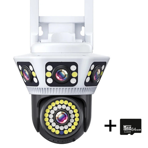 Outdoor WiFi Camera 6K Triple Screen Security Camera Two-Way Audio