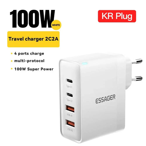 Essager 100W GaN USB Type C Caricabatterie PD QC Quick Charge 4.0 3.0