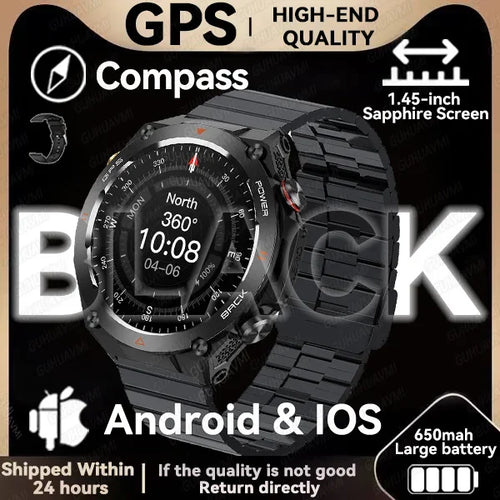 New GPS Smartwatch 1.45'' AMOLED Display 100 Sports Modes Voice