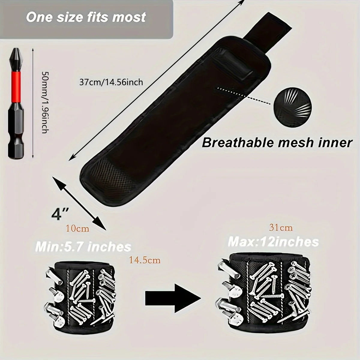 Magnetic Wristband, used to Secure Screw Tools Made of High-quality