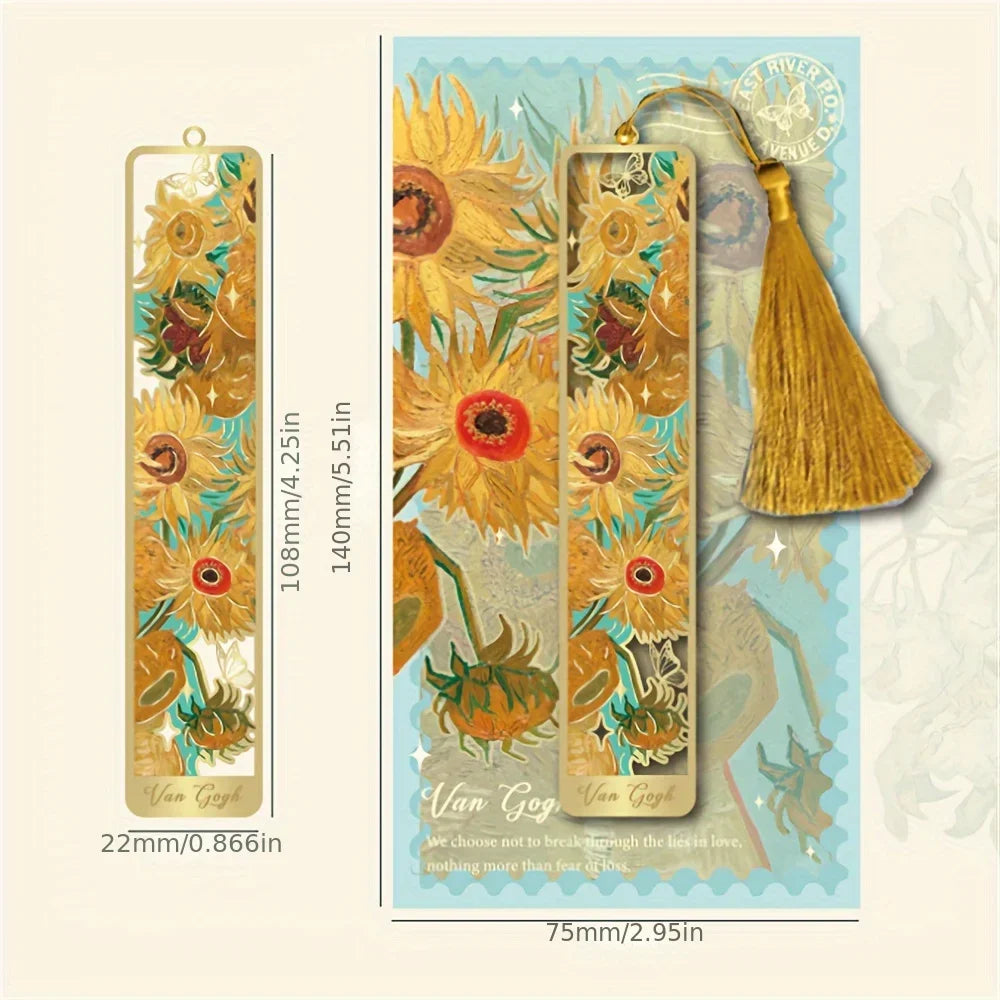4 Colors Metal Sunflower Hollow Bookmark Chinese Style Creative