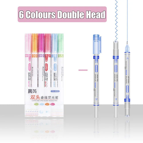 3/6/8pcs Flowers Line Shaped Highlighter Pens Roller Tip Curve Liner