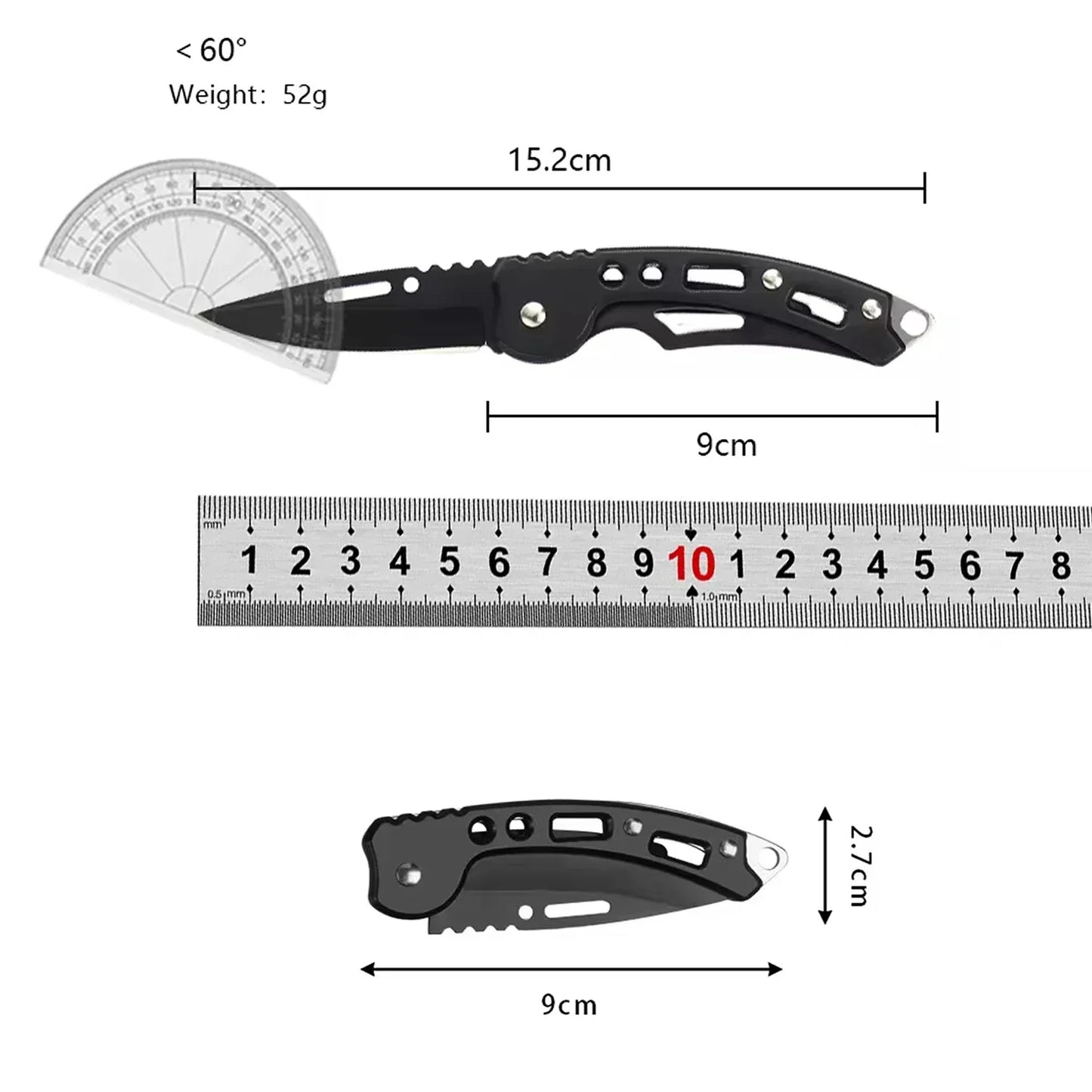 Stainless Steel Keychain Folding Knife Outdoor Carrying Knife Mirror