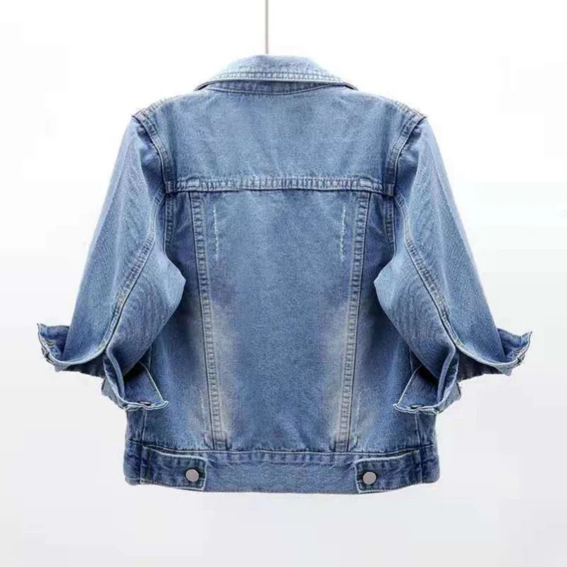 Women Denim Jacket Spring Autumn Short Coat Pink Jean Jackets Casual