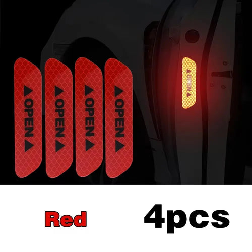 4PCS Reflective Car Door Sticker Safety Opening Warning Reflector Tape
