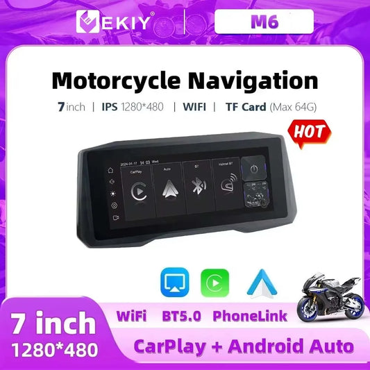 EKIY 7inch Motorcycle CarPlay Navigation Wireless CarPlay Android Auto
