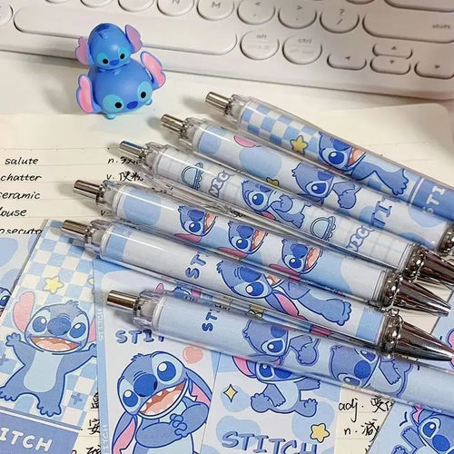 Disney 10-20 Pcs Gel Pen Cartoonstitch0.5 Lack Ink Signature Pen