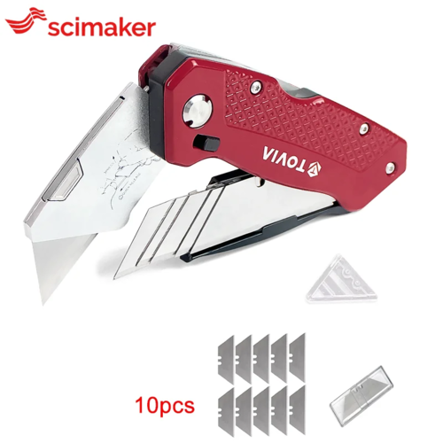 T TOVIA Folding Knife Replaceable Utility Knife for Cable Cartons