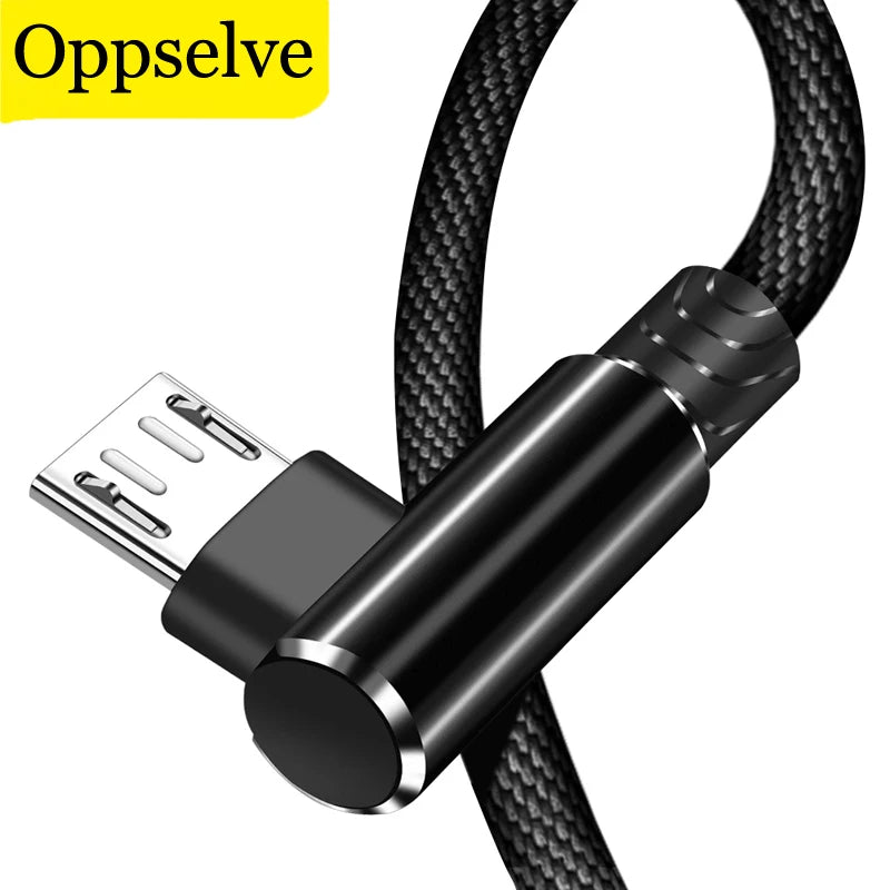 Micro USB Cable for Android Devices L-shape 1M 2M Charging Cord 90