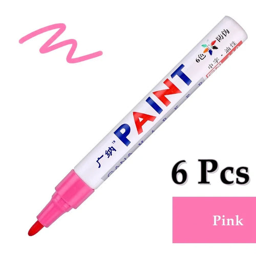 6 Pcs Colorful Permanent Paint Marker Waterproof White Markers tire