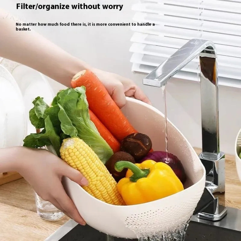 1PC-Plastic Colander Rice Bowl Drain Basket Fruit Bowl Washing Drain