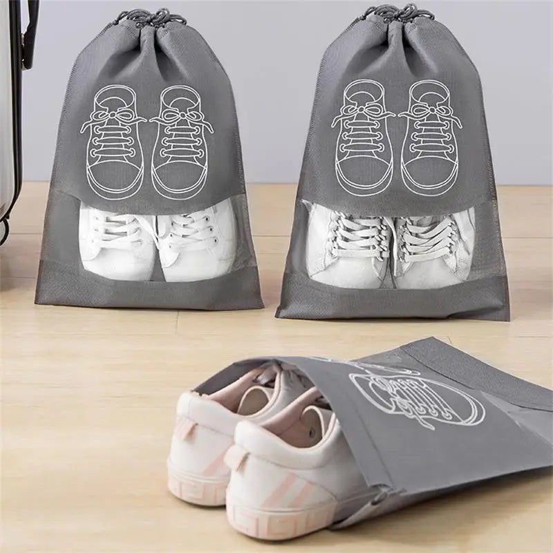 5pcs/set Shoe Storage Bag With Thickened Non-woven Fabric Strap Mouth