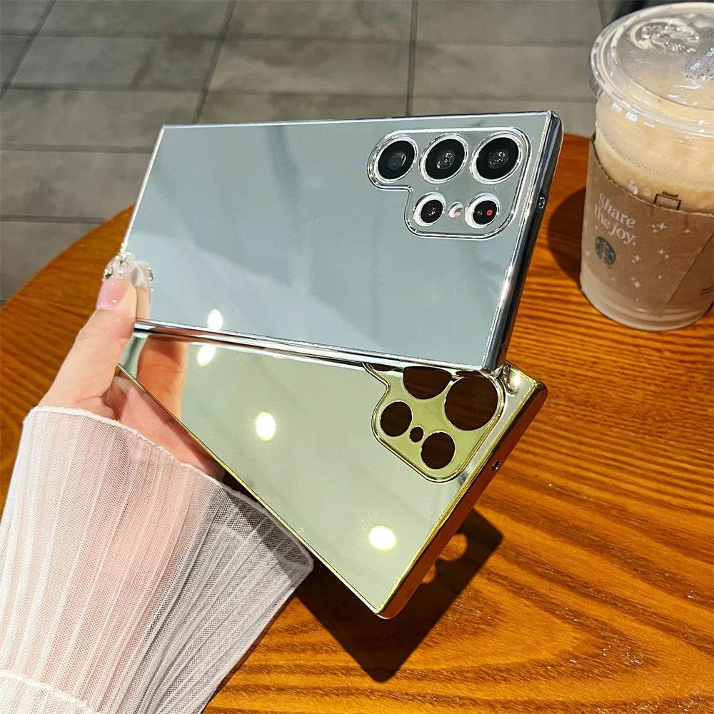 Gold Mirror Case for Samsung Galaxy S23 S22 S21 S24 Ultra Plus S23 S21