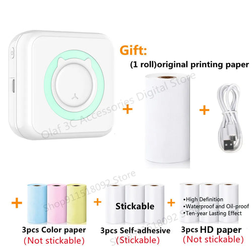 Meow Mini Label Printer Thermal Portable Printers Stickers Paper
