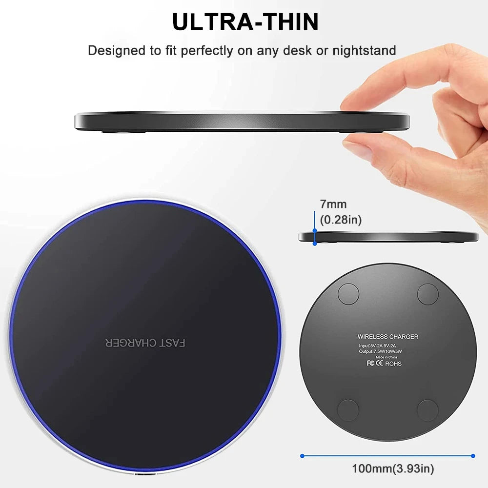 15W Wireless Charger Pad Compatible with iPhone 16/15/14/13/12/