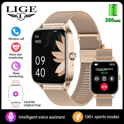 LIGE Fashion Smart Watch Women 1.85” HD Screen Custom Watch Face