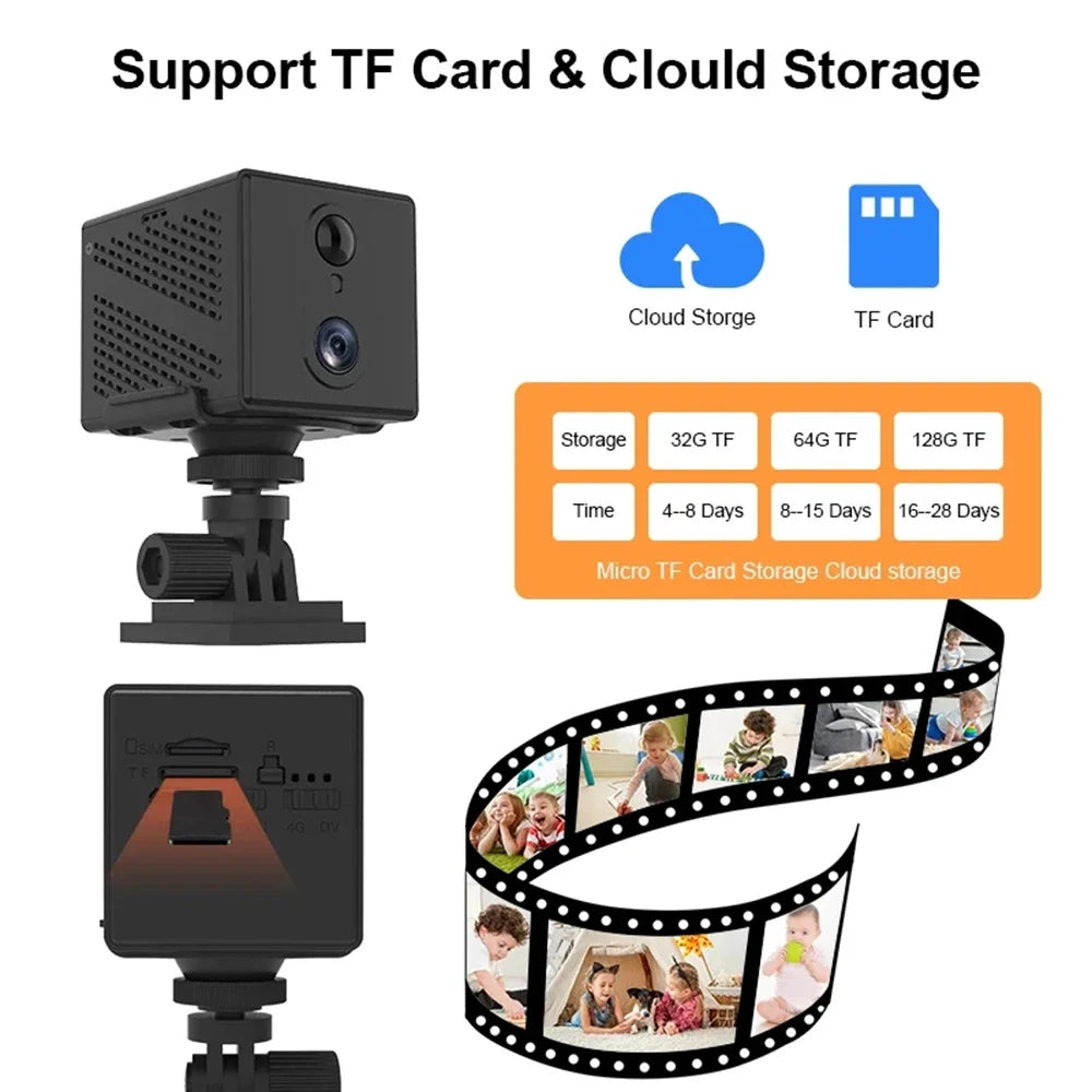 64GB 4G  SIM Card Mini Camera 5MP 3000mAh Battery Wireless Wifi  Night