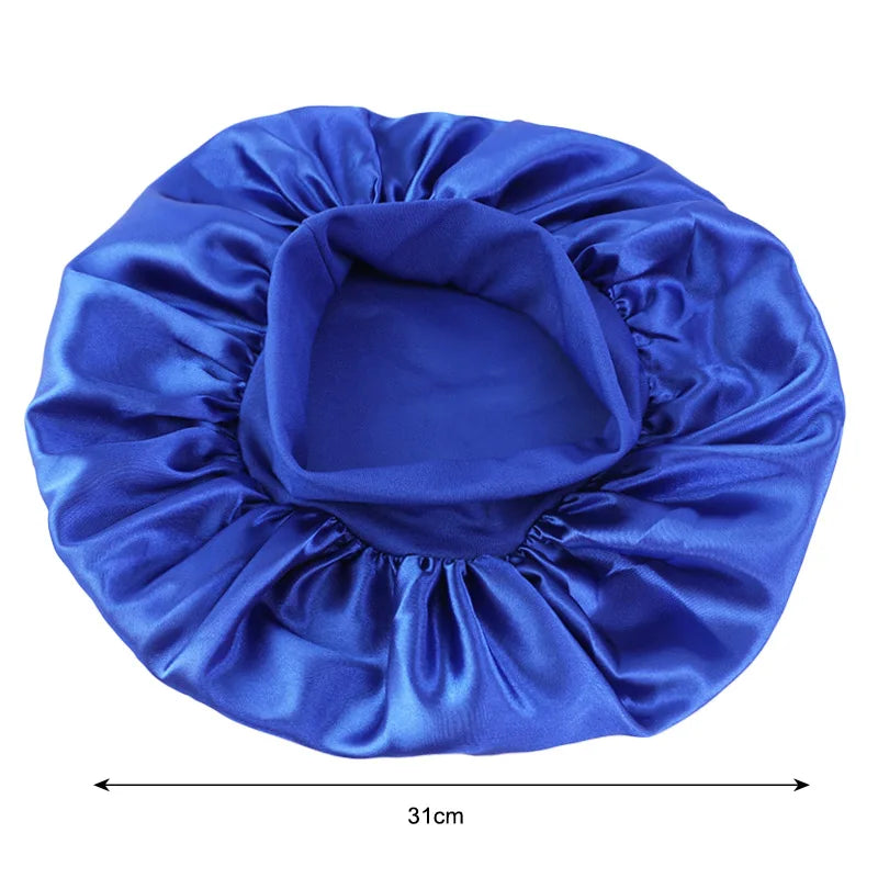 New Women's Satin Solid Wide-brimmed Sleeping Hat Unisex Head Wrap