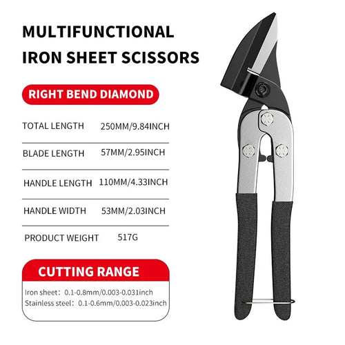Professional Industrial Shears:Stainless Steel Scissors Tin Snips for