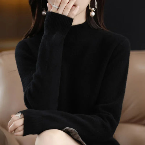 Autumn Winter Women Sweater Korean Fashion Warm Bottoming Shirts Half